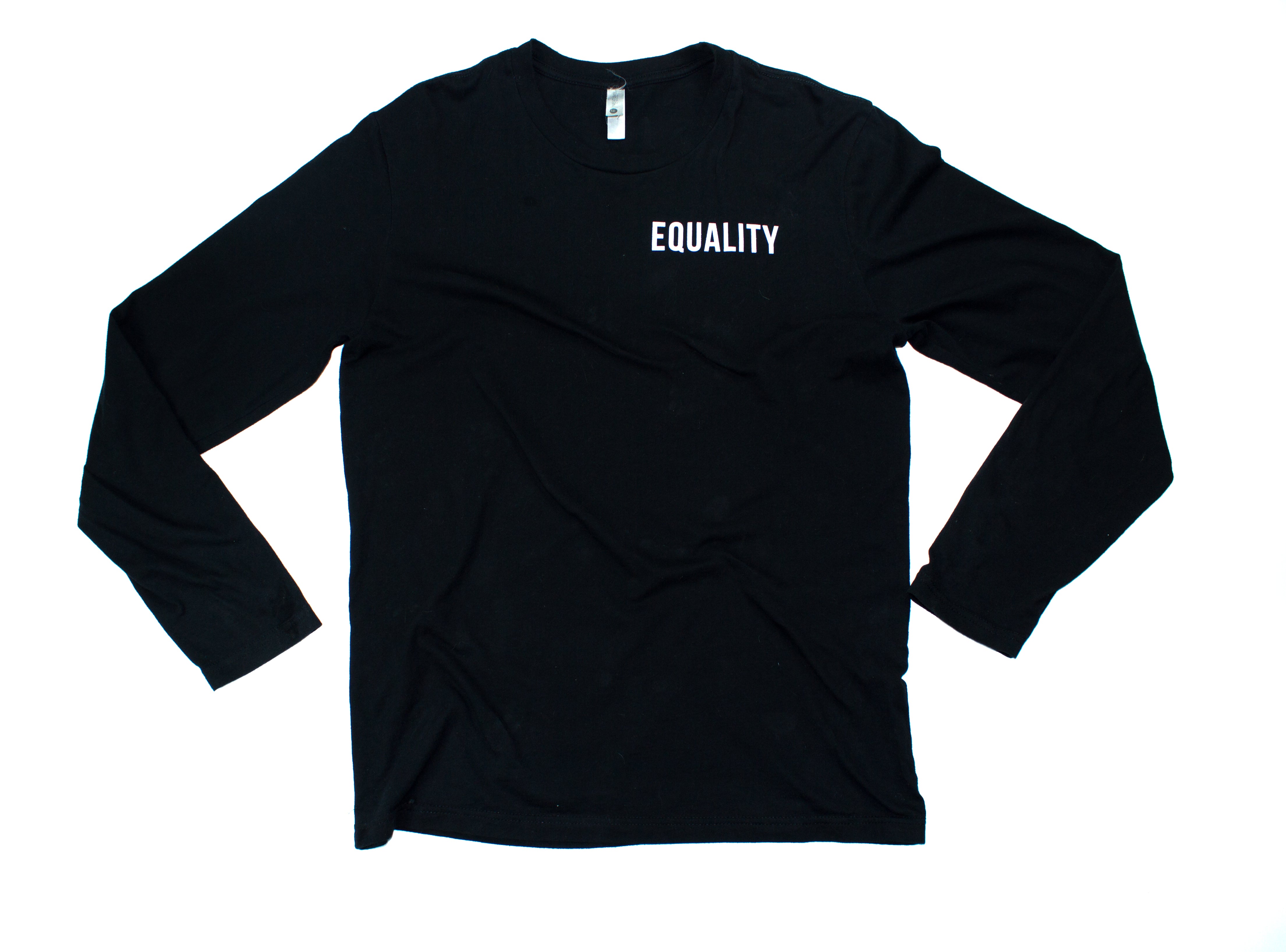 Black Equality Minimalist, Long Sleeve T-Shirt (White Lettering)