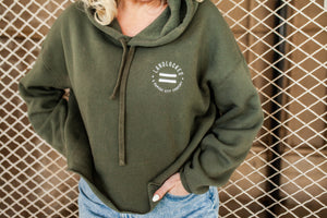 Equality Crop Hoodie with Raw Hem