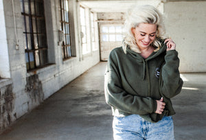 Equality Crop Hoodie with Raw Hem