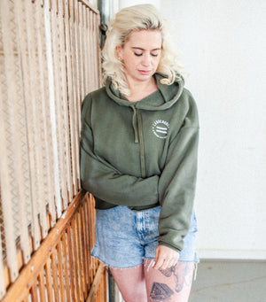 Equality Crop Hoodie with Raw Hem